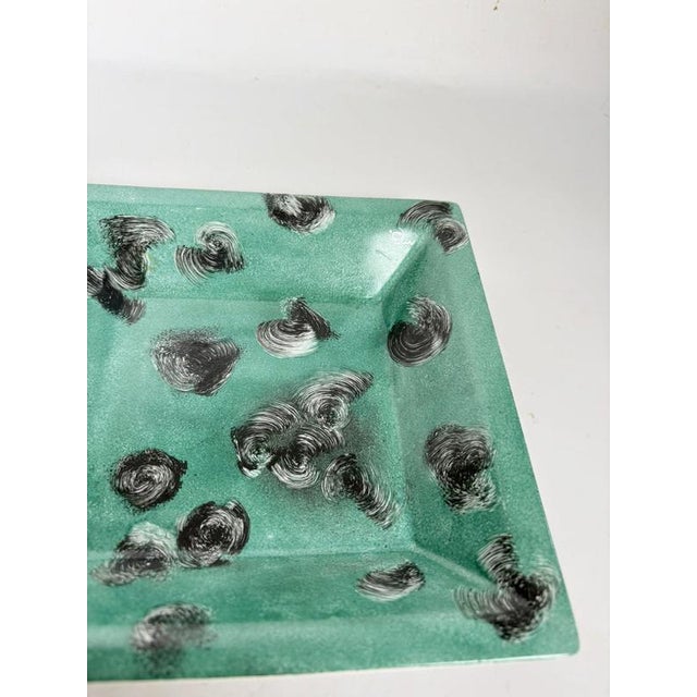 Ceramic Green Ceramic Ashtray with Decorative Motifs, France, 1970s For Sale - Image 7 of 12