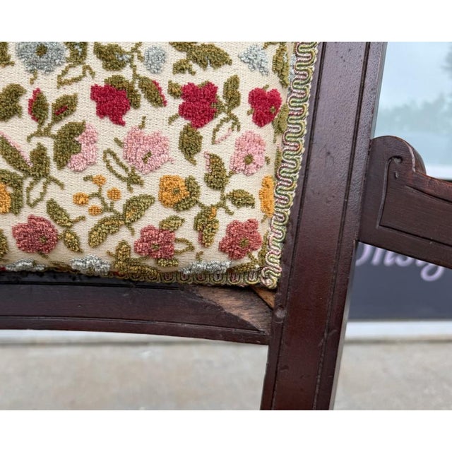 Pair of Antique Eastlake Walnut Parlor Chairs With Floral Upholstery For Sale - Image 15 of 15