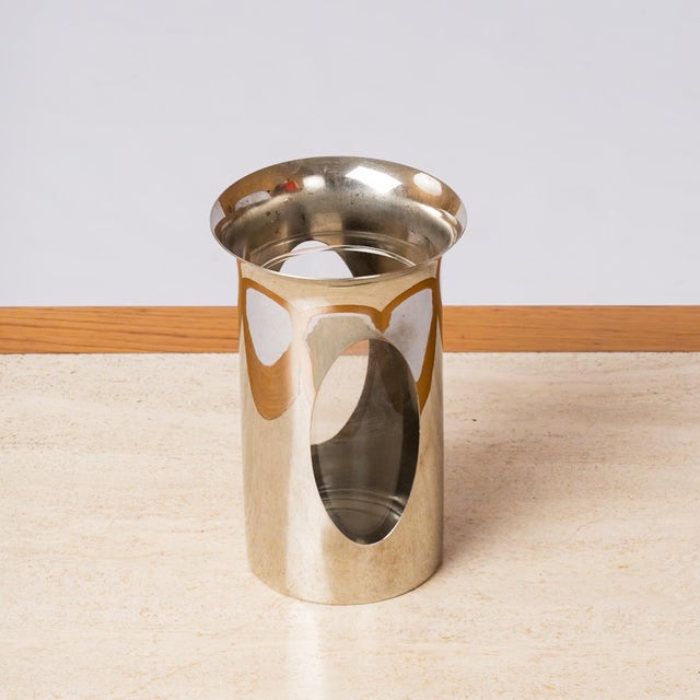 Philippe Barbier Chrome-Plated Brass & Glass Photophore Candleholder or Vase For Sale - Image 6 of 10