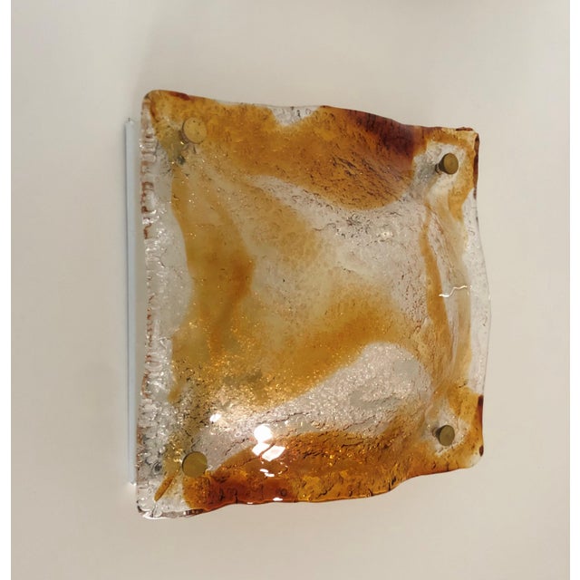 Midcentury Modern Italian Wall Sconce in Amber Murano Glass by Mazzega, 1970s For Sale - Image 6 of 8