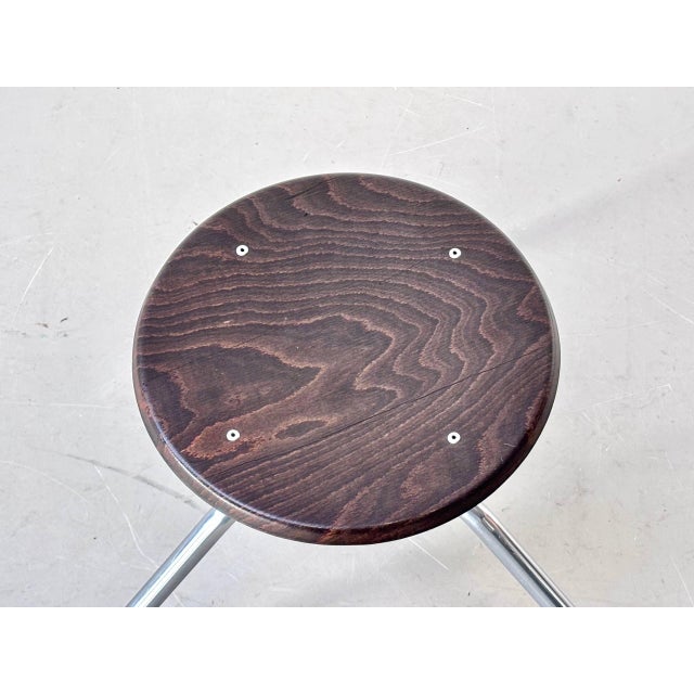 Industrial Brown Height-Adjustable Stool, 1970s For Sale - Image 9 of 13