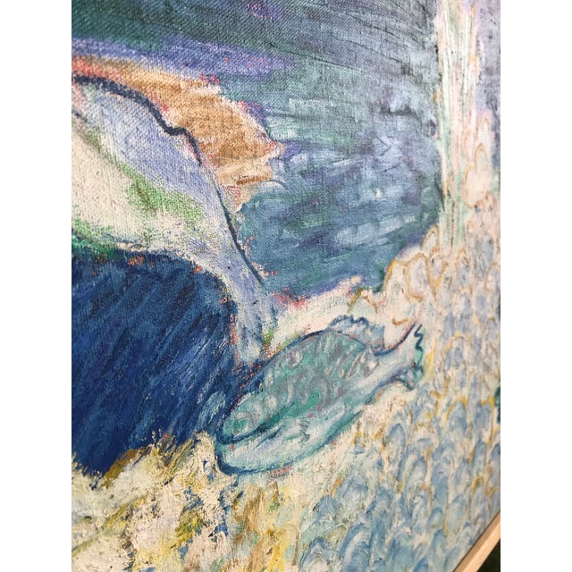 1970s Textural Seascape Oil Painting Chicago Artist Molly Schiff, Framed For Sale - Image 4 of 5