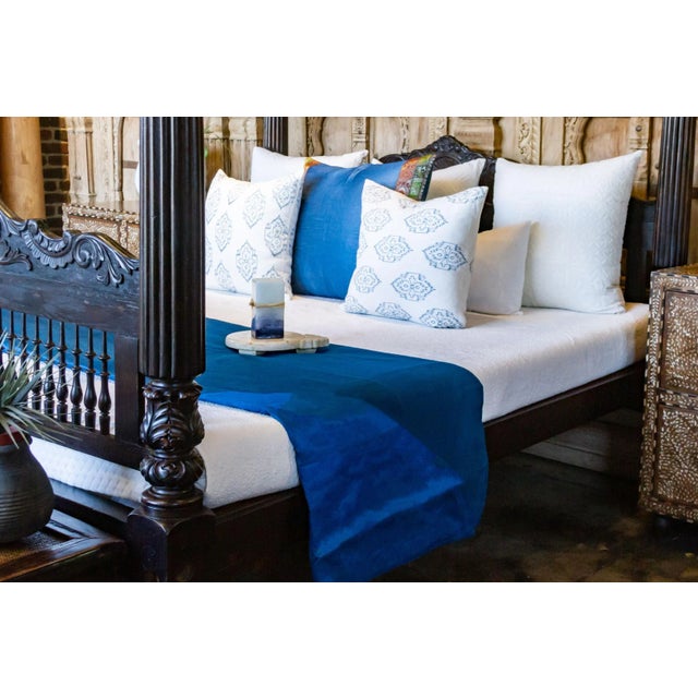 Blue Silk Blend Duvet Cover For Sale In Los Angeles - Image 6 of 6