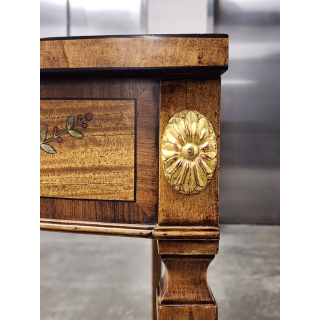 Vintage Maitland-Smith Adam Style Handpainted Demi-Lune Console Table For Sale - Image 15 of 17