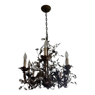 Currey & Company "Crystal Bud" Chandelier Pair — Cupertino Bronze, 8-Light + 6-Light, Discontinued For Sale