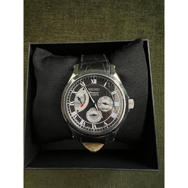 Seiko Premier Automatic 2010 Original Box, Steel Case, Black Lather, Steel Clasp Model - Gents Automatic Wristwatch ”...
