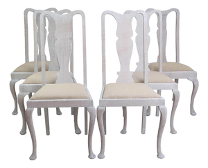 Antique English Gustavian Style Urn Back Dining Chairs, 1920, Set of 6
