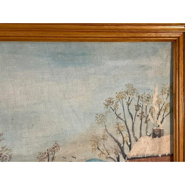 Late 20th Century Folk Art Winter Farm Scene by Constantine, 1971 – Snowy Americana Landscape For Sale - Image 5 of 9