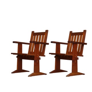 Oregon Pine Armchairs, 1930s, Set of 4 For Sale