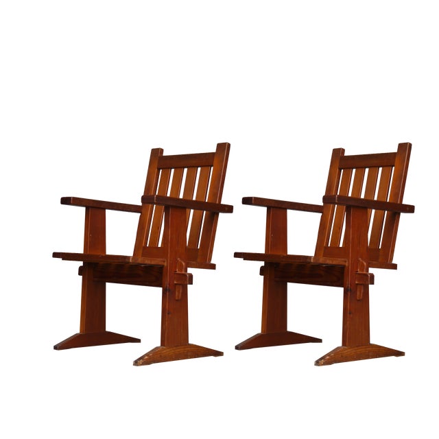 Oregon Pine Armchairs, 1930s, Set of 4 For Sale