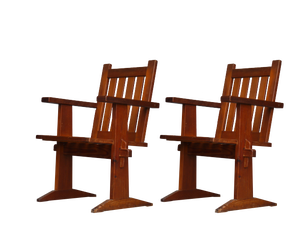 Oregon Pine Armchairs, 1930s, Set of 4