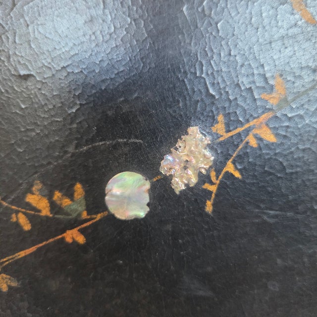Paper 19th Century English Victorian Papier Mache Tray W/ Mother of Pearl Inlay For Sale - Image 7 of 10