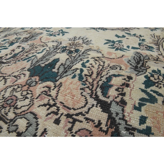 1970s Vintage Handmade Wool Cotton Beige Area Rug For Sale - Image 9 of 11