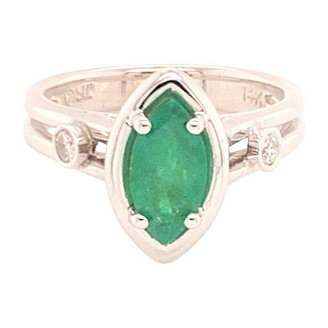 Diamond Emerald Ring 14k White Gold 0.94 TCW Custom Certified For Sale In New York - Image 6 of 8