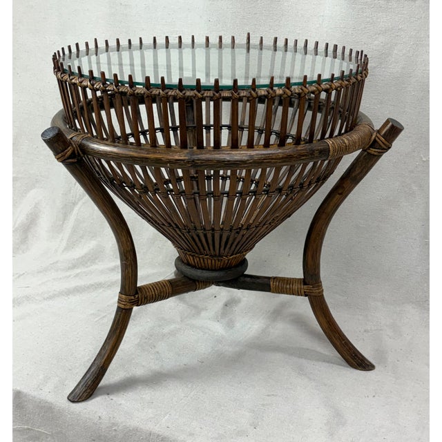 Mid-Century Modern 1950s Pair of Franco Albini "Fish Trap" Tables With Original Glass For Sale - Image 3 of 8