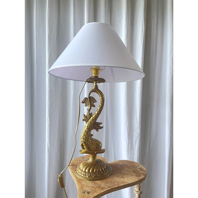 Louis XV Style Gilt Bronze Dolphin Lamp, 1950s For Sale - Image 15 of 15