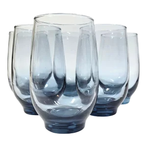 Dusky Light Blue Stemless Goblets- Set of Six