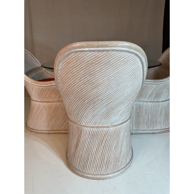 Late 20th Century Vintage Coastal Henry Link Pencil Reed and Wicker Dining Set of 5 For Sale - Image 5 of 11