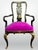 Chinoiserie Kindel Queen Anne Hand Painted Chinoiserie Chairs Set of 6 Fuschia Velvet For Sale - Image 3 of 13