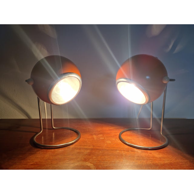 Mid-Century Eye Ball Table Lamps, 1970s, Set of 2 For Sale - Image 10 of 18