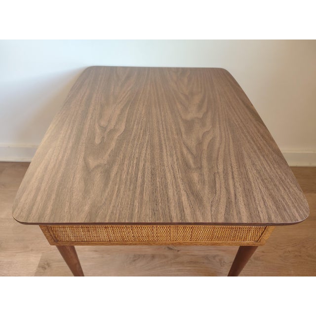 American of Martinsville Mid-Century Modern American of Martinsville End Table – With Woven Rattan Drawer, Circa 1960s For Sale - Image 4 of 10
