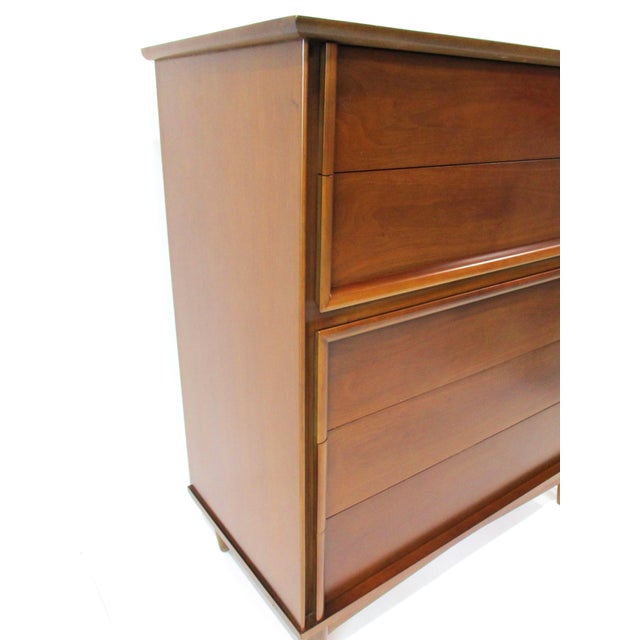 Mid Century Walnut Highboy Dresser Chest by Dixie For Sale - Image 9 of 10