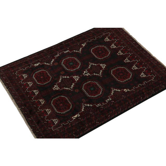 Hand knotted in wool, this 4x5 Baluch rug represents a new line of tribal carpets in the Modern Classics Collection by Rug...