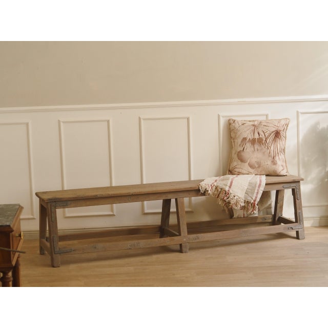 Bench with Iron Brackets For Sale - Image 9 of 10
