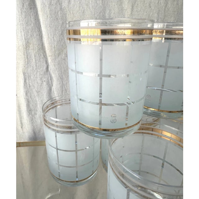 1970s Vintage Culver Frosted Gold Rim Low Ball Glasses-Set of 5 For Sale - Image 5 of 5