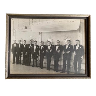 1950s S.S. Plaza Cruise Ship Crew Photograph, Framed For Sale