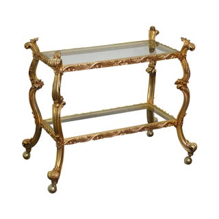 French Rococo Style Gilt 2 Tier Server Bar Cart For Sale