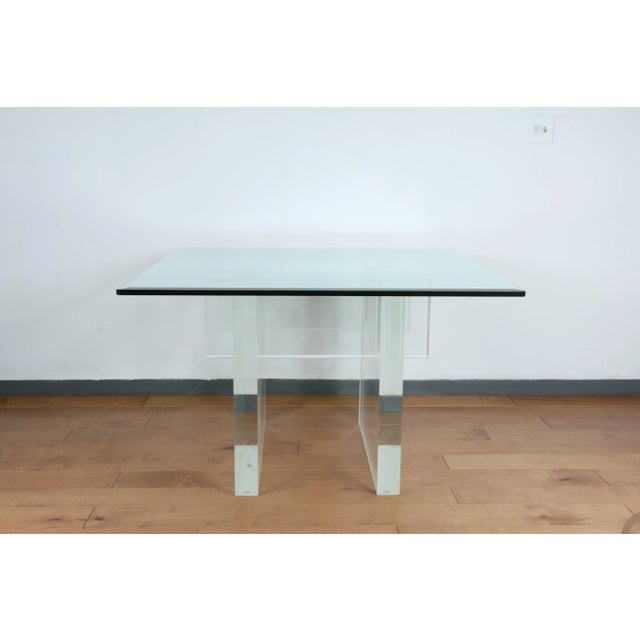 Mid-Century Modern Charles Hollis Jones Thick Lucite and Glass Center Table For Sale - Image 3 of 11