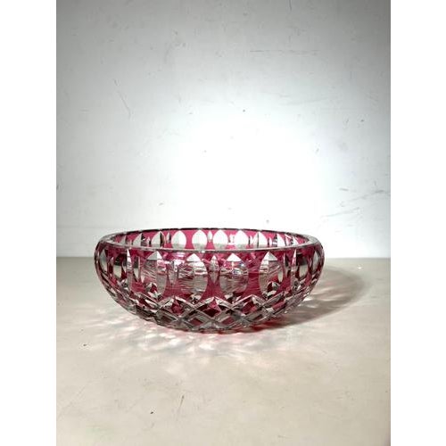 Cut Crystal Bowl with Ruby Overlay from Val Saint Lambert For Sale - Image 4 of 4