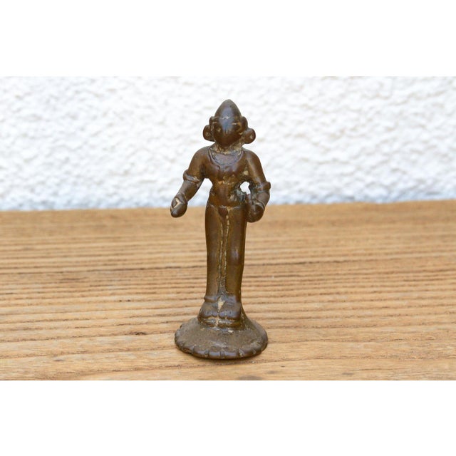 Indian Patinated Bronze Miniature Devotional Figure For Sale
