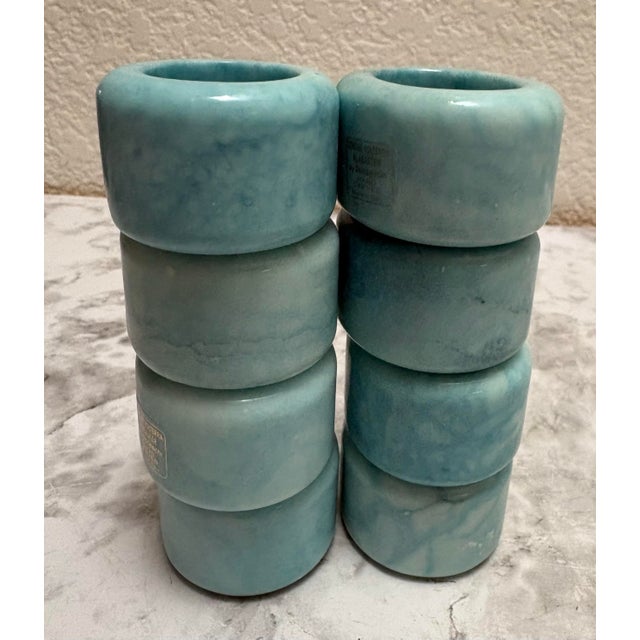 Vintage Aqua Blue Italian Alabaster Napkin Rings, Set of Eight For Sale - Image 10 of 10