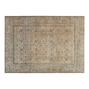 Authentic 19th Century Persian Kirman Beige Handmade Wool Carpet