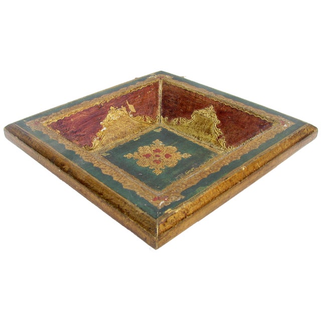 Mid 20th Century Mid-Century Florentine Italian Tole Giltwood Catchall / Bowl For Sale - Image 5 of 5
