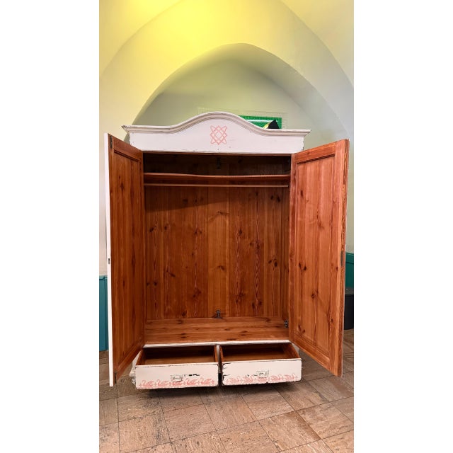 Wood Vintage Farmhouse Wardrobe in Hand-Painted Pine, 1920 For Sale - Image 7 of 12