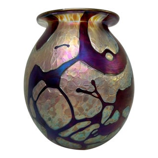 Late 20th Century Robert Eickholt Iridescent Art Glass Vase For Sale