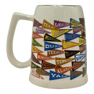 Vintage College University Banner Pennants Ceramic Stein Mug For Sale