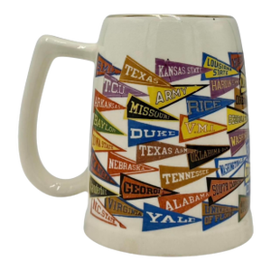 Vintage College University Banner Pennants Ceramic Stein Mug