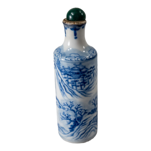 19th Century Chinese Blue and White Landscape Snuff Bottle