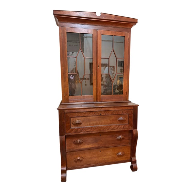 Antique 19th Century American Mahogany Secretary Desk and Bookcase For Sale