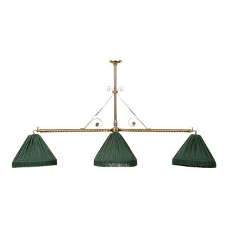 Large Antique Victorian Brass Three-Light Billiards Fixture For Sale