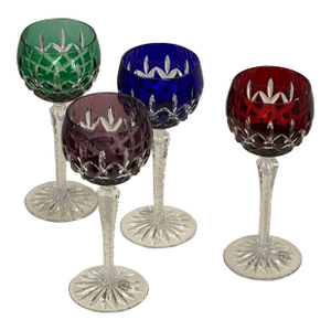 Ajka Crystal Marsala Hand-Cut Wine Glasses, Set of Four