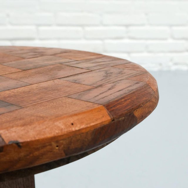 Brown Wabi-Sabi Brutalist Wooden Side Table For Sale - Image 8 of 9