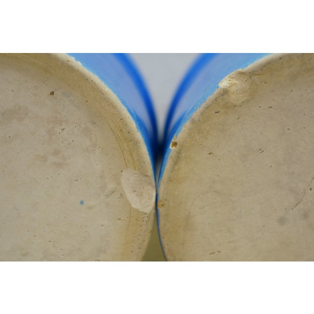 Blue 2 Vintage Blue Stoneware Pottery Butter Crock Pots Planter Jars 5" For Sale - Image 8 of 10