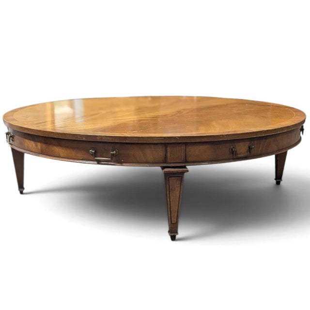 Mid 20th Century Circa 1957 Heritage Round Mahogany Coffee Table With Drawer For Sale - Image 5 of 18