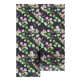 Chirp Society Floral Grasscloth Wallpaper by House Party | Midnight Black | 6 Yards For Sale