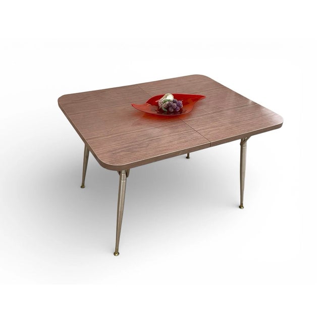 Brown Mid Century Modern Dinette Table With Leaf by Haywood-Wakefield 1950s Made in Usa For Sale - Image 8 of 15